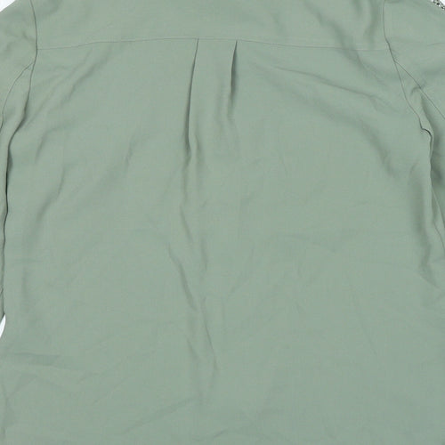 Marks and Spencer Womens Green Polyester Basic Button-Up Size 6 Collared