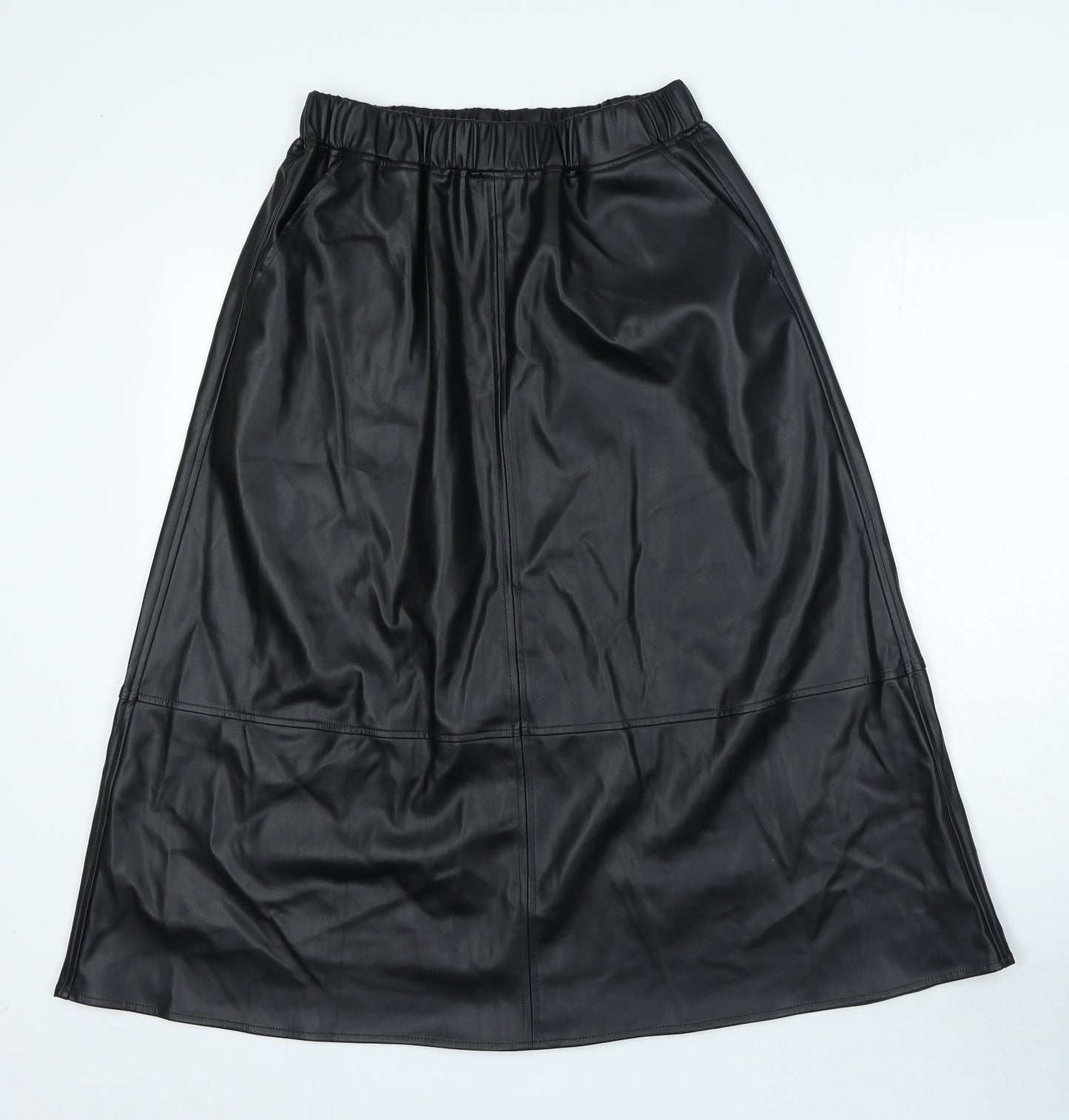 Marks and Spencer Womens Black Polyurethane A-Line Skirt Size 10