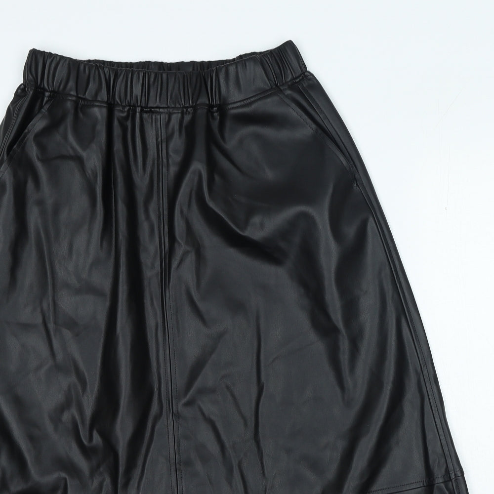 Marks and Spencer Womens Black Polyurethane A-Line Skirt Size 10