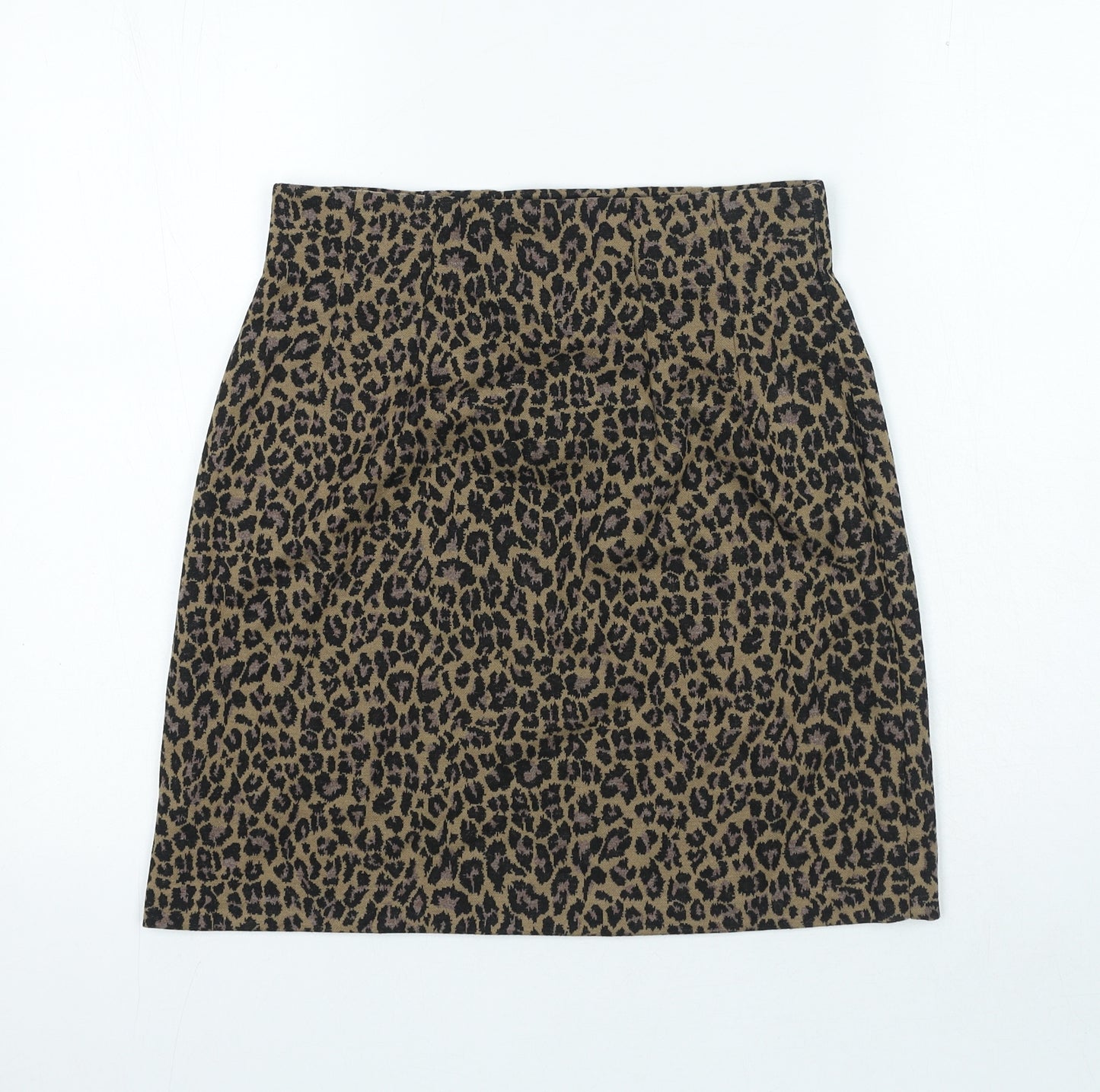 Marks and Spencer Womens Black Animal Print Polyester Mini Skirt Size 10