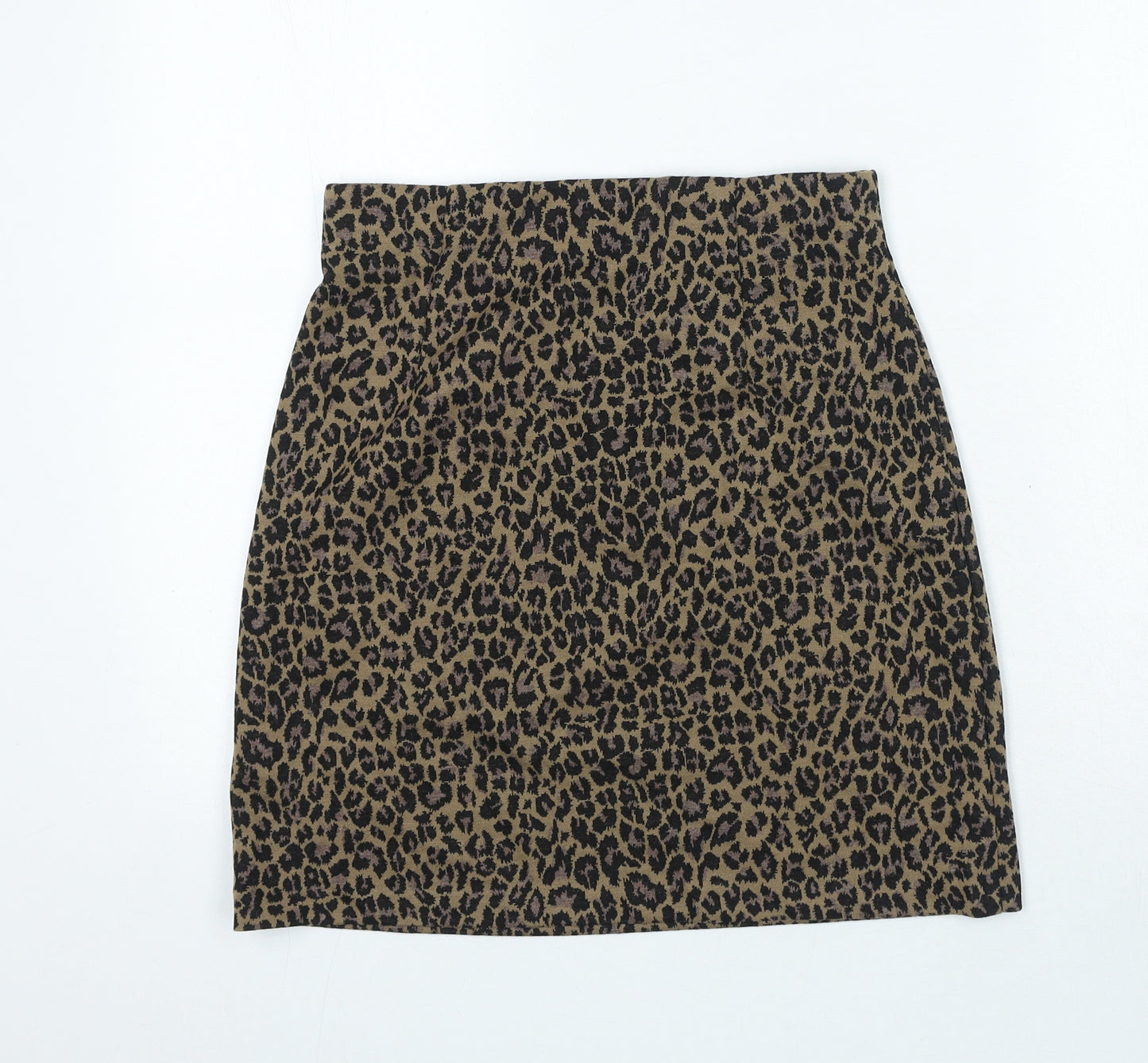 Marks and Spencer Womens Black Animal Print Polyester Mini Skirt Size 10