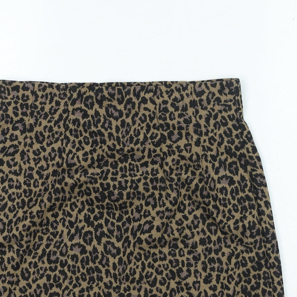 Marks and Spencer Womens Black Animal Print Polyester Mini Skirt Size 10