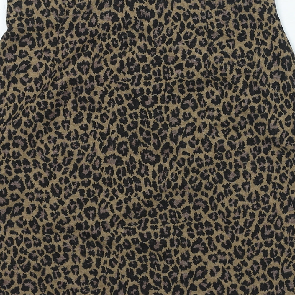 Marks and Spencer Womens Black Animal Print Polyester Mini Skirt Size 10