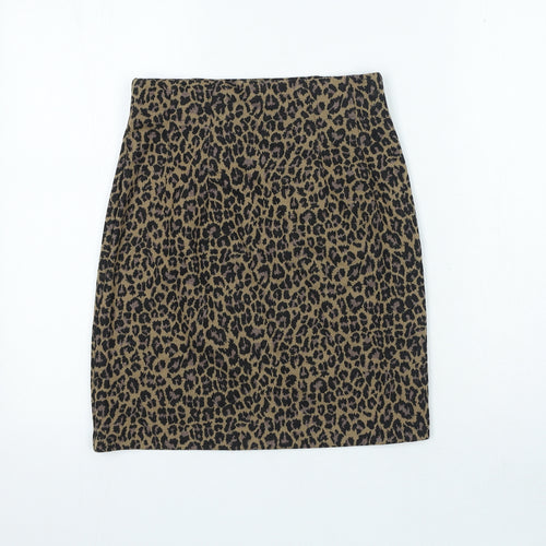 Marks and Spencer Womens Black Animal Print Polyester Mini Skirt Size 66 in