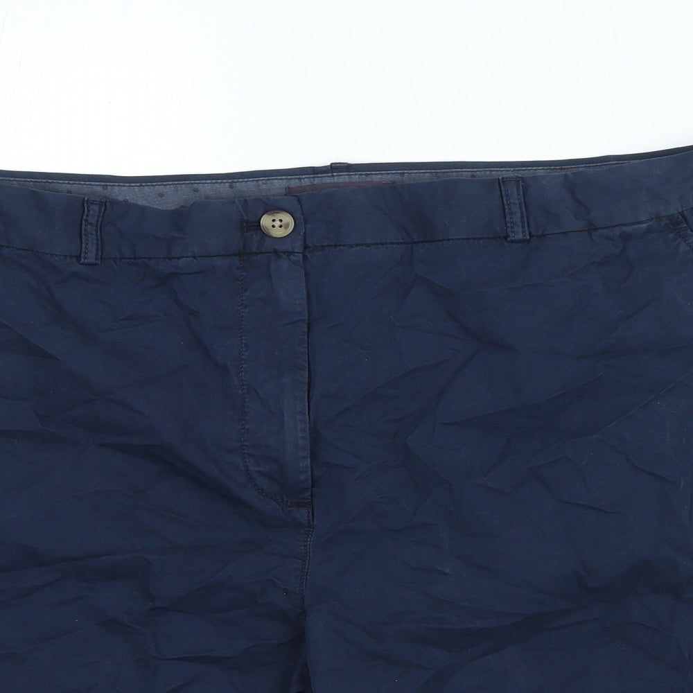 Marks and Spencer Womens Blue Cotton Chino Shorts Size 20 Regular Button