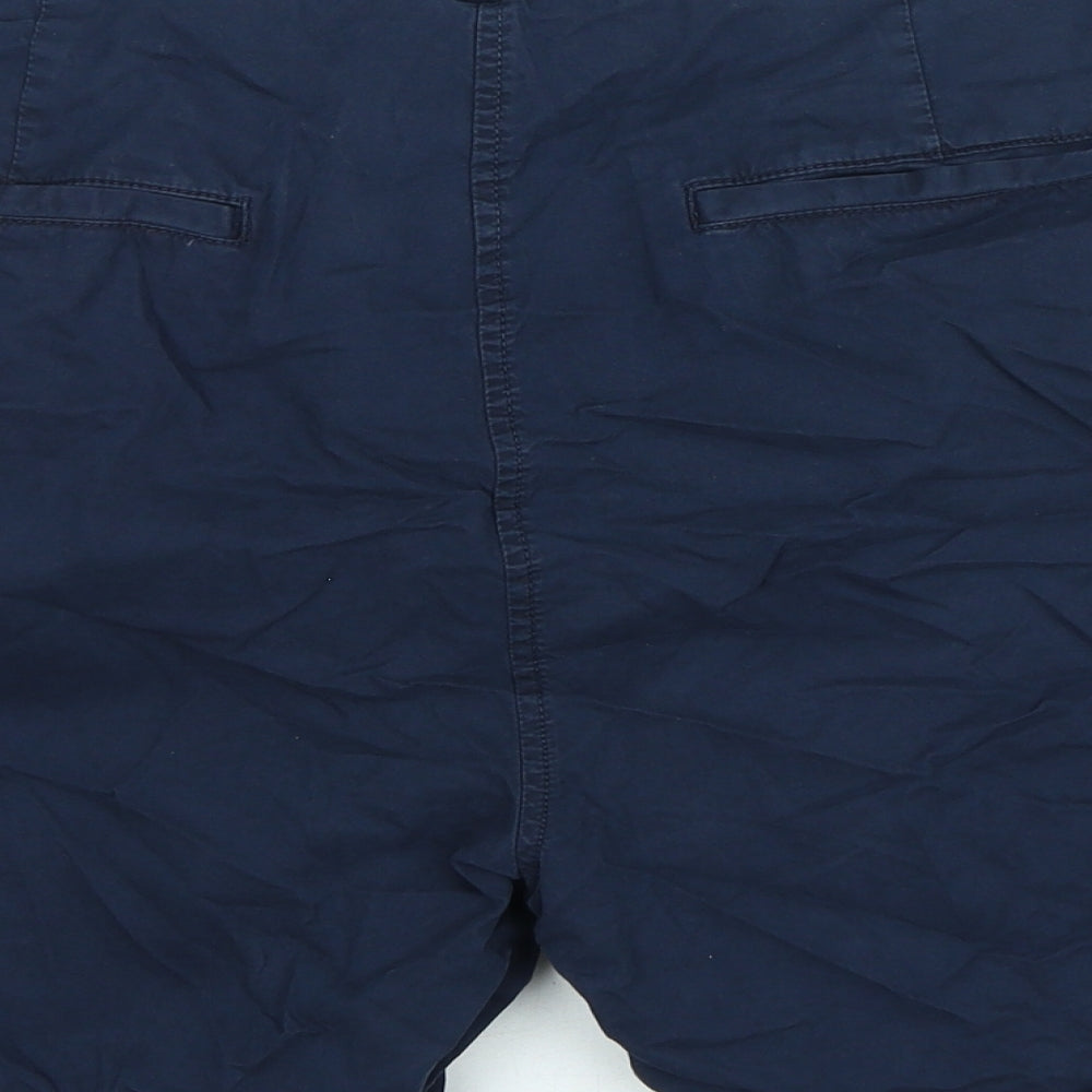 Marks and Spencer Womens Blue Cotton Chino Shorts Size 20 Regular Button