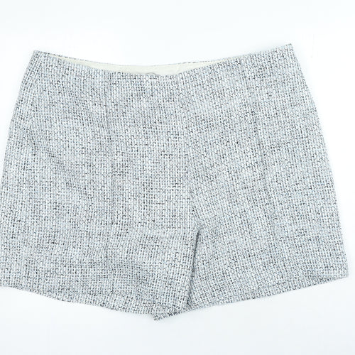 Marks and Spencer Womens Blue Check Polyester Chino Shorts Size 22 L3 in Regular Zip