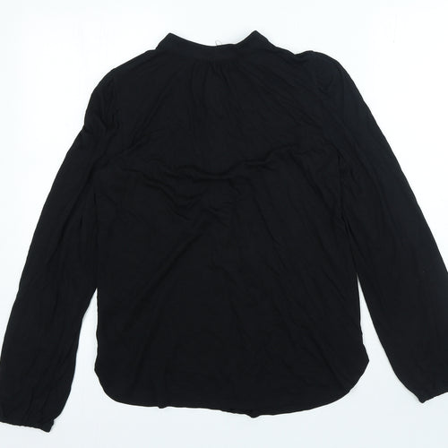 Marks and Spencer Womens Black Polyester Basic Blouse Size 6 Crew Neck