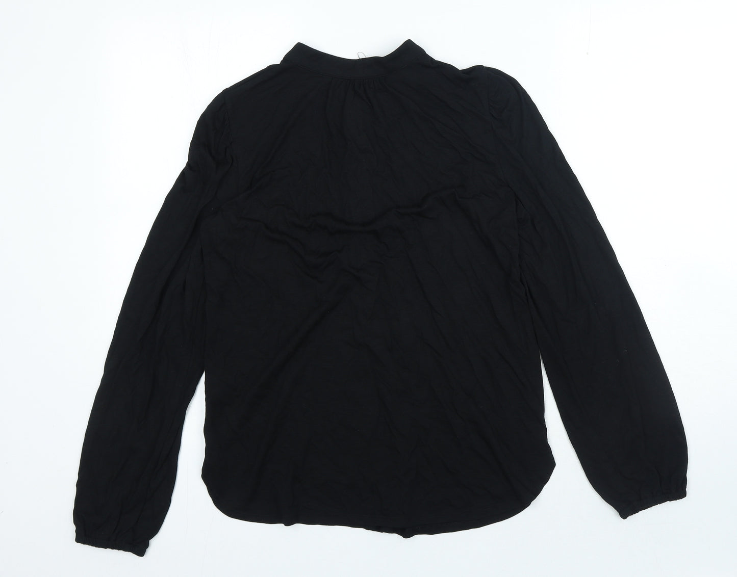 Marks and Spencer Womens Black Polyester Basic Blouse Size 6 Crew Neck