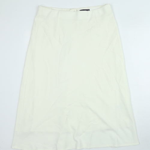 Marks and Spencer Womens Ivory Polyester A-Line Skirt Size 16 Zip