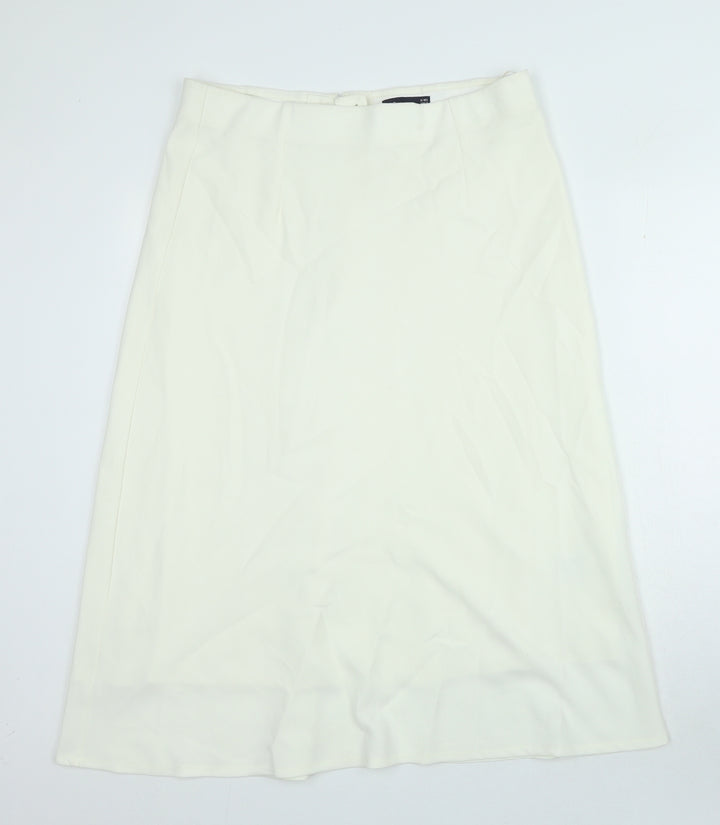 Marks and Spencer Womens Ivory Polyester A-Line Skirt Size 16 Zip