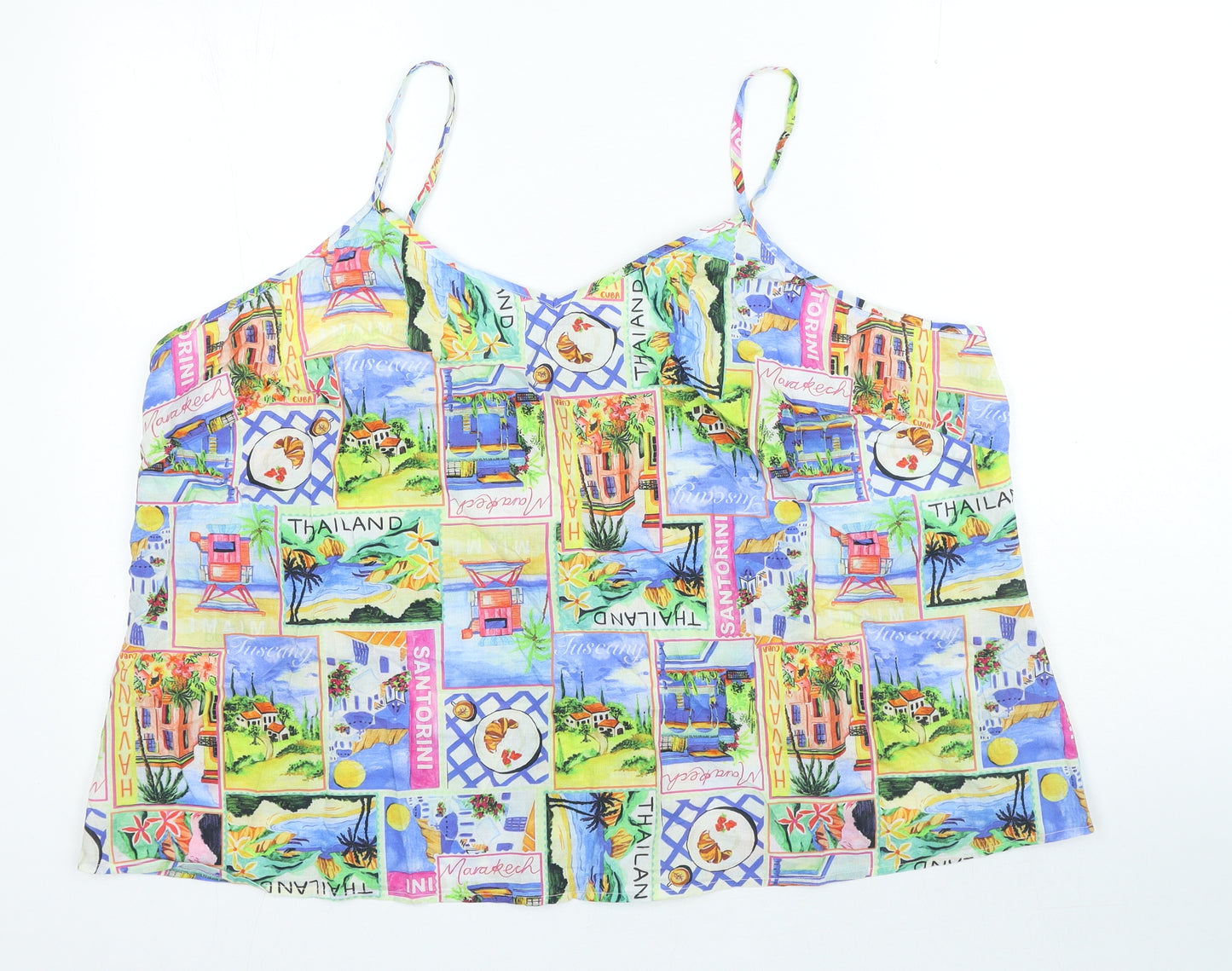 Nobodys child Womens Multicoloured Geometric 100% Cotton Camisole Blouse Size 16 V-Neck