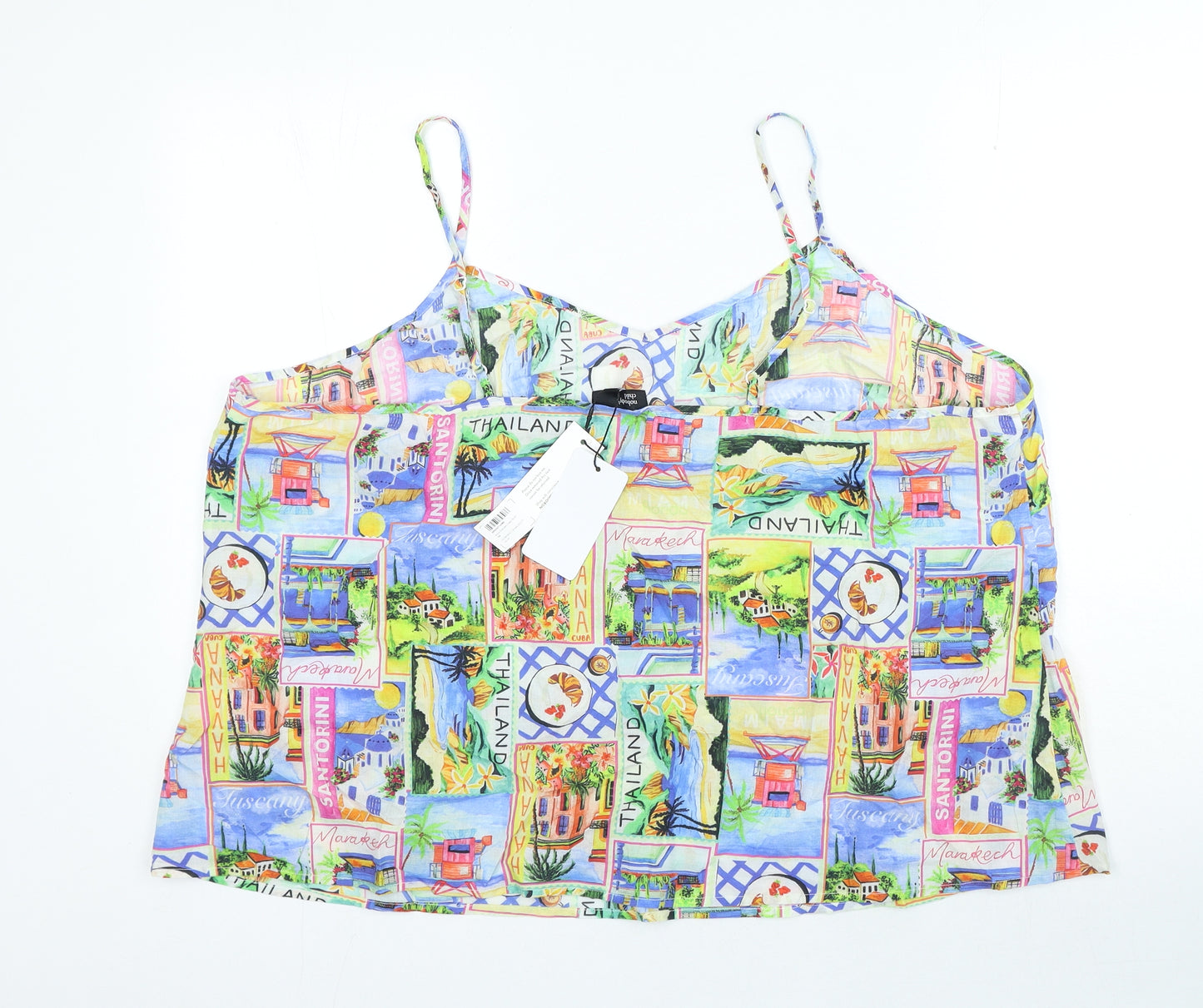 Nobodys child Womens Multicoloured Geometric 100% Cotton Camisole Blouse Size 16 V-Neck
