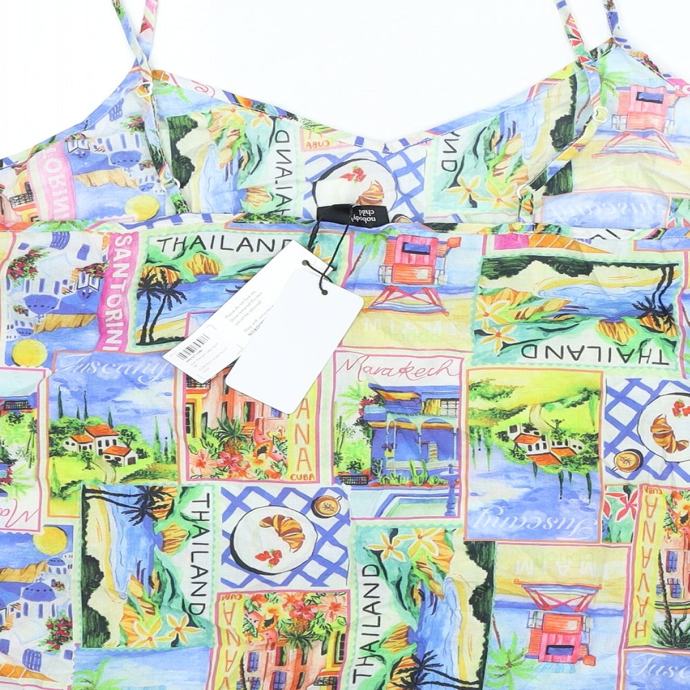 Nobodys child Womens Multicoloured Geometric 100% Cotton Camisole Blouse Size 16 V-Neck