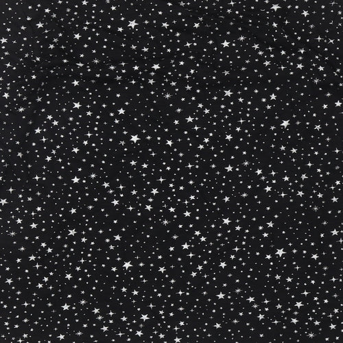 Marks and Spencer Womens Black Geometric Cotton Top Pyjama Top Size 8 - Stars