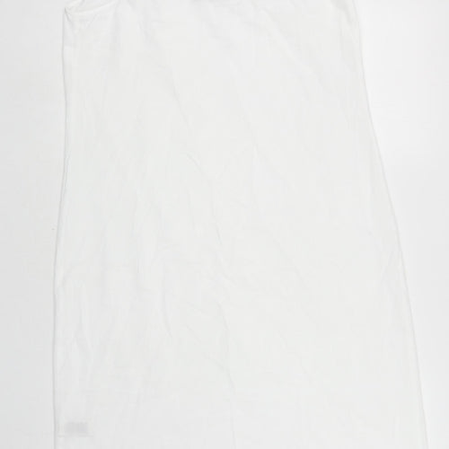 Marks and Spencer Womens White Polyester Slip Dress Size 12 V-Neck Pullover