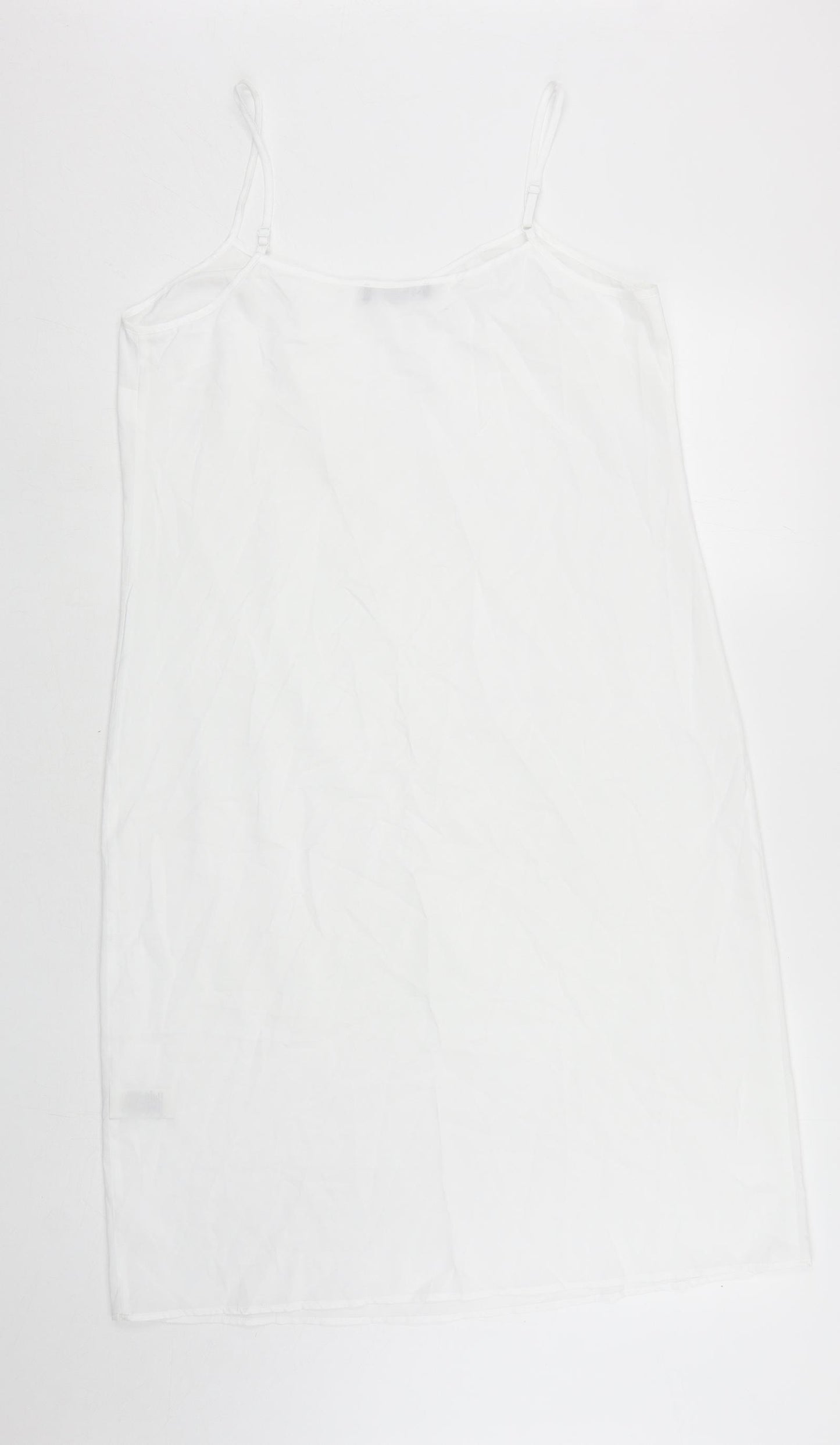 Marks and Spencer Womens White Polyester Slip Dress Size 12 V-Neck Pullover