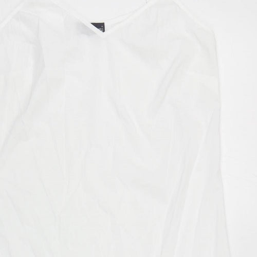 Marks and Spencer Womens White Polyester Slip Dress Size 12 V-Neck Pullover