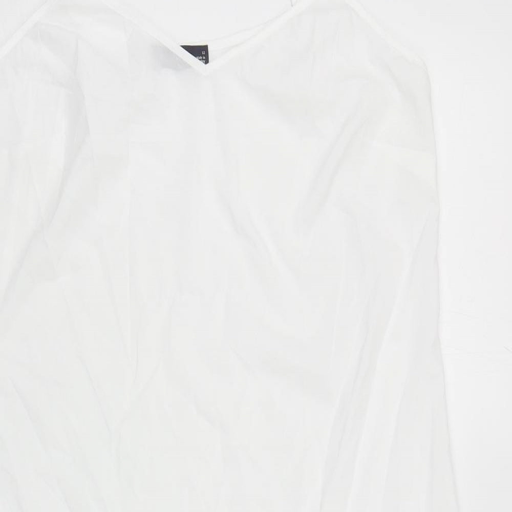 Marks and Spencer Womens White Polyester Slip Dress Size 12 V-Neck Pullover