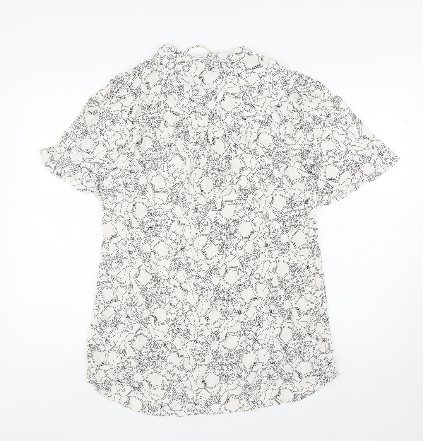 Marks and Spencer Womens Ivory Floral Viscose Tunic Blouse Size 12 Mock Neck