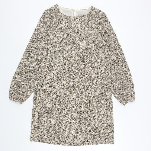 H&M Womens Brown Animal Print Polyester A-Line Size 8 Round Neck Pullover