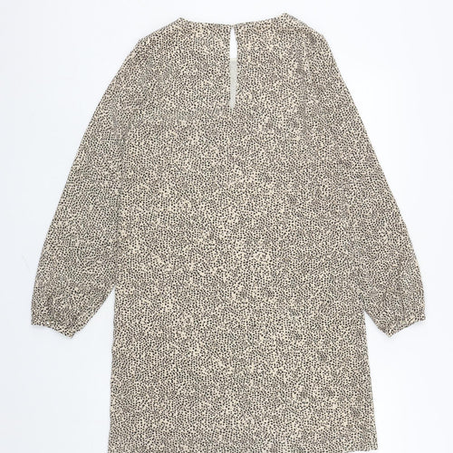H&M Womens Brown Animal Print Polyester A-Line Size 8 Round Neck Pullover