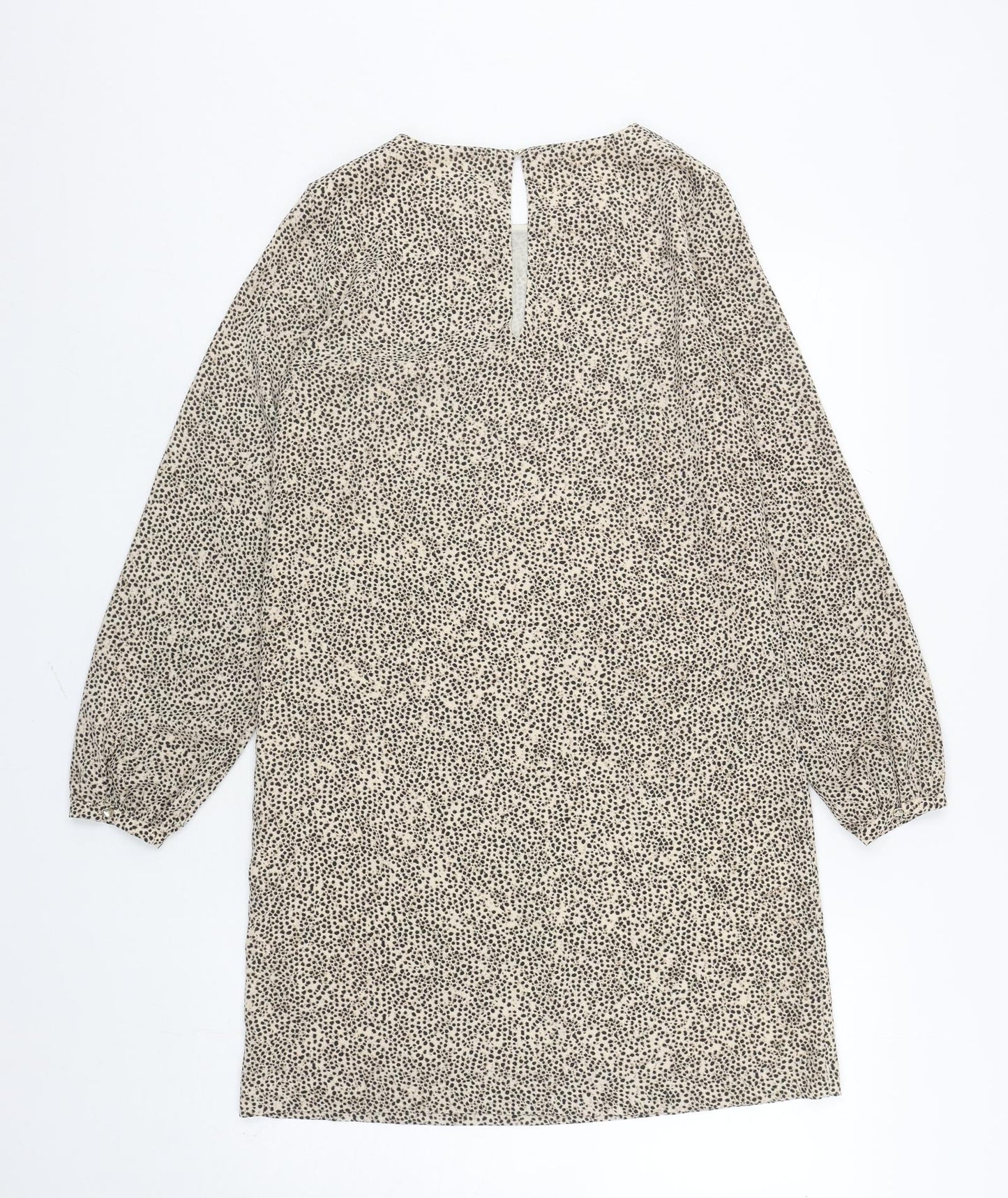 H&M Womens Brown Animal Print Polyester A-Line Size 8 Round Neck Pullover