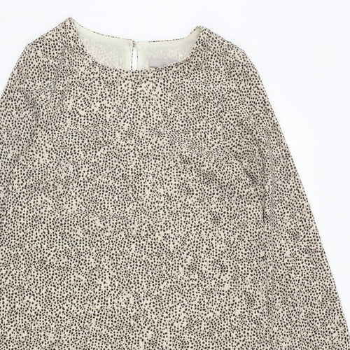 H&M Womens Brown Animal Print Polyester A-Line Size 8 Round Neck Pullover