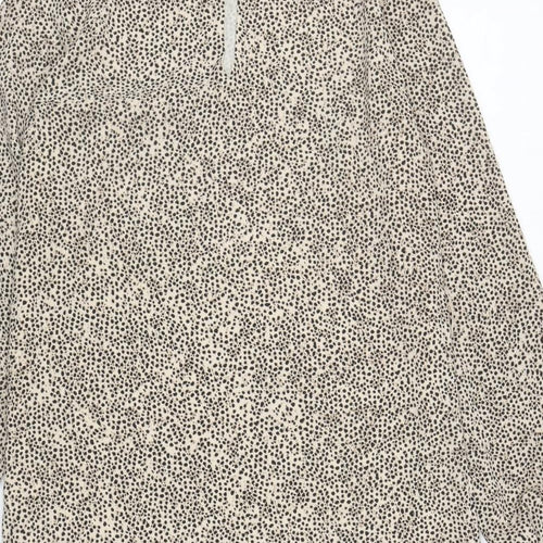 H&M Womens Brown Animal Print Polyester A-Line Size 8 Round Neck Pullover