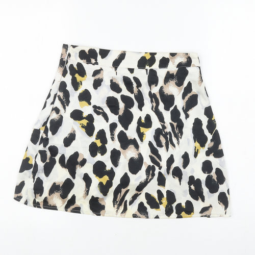 In the Style Womens Ivory Animal Print Polyester Wrap Skirt Size 8 Zip