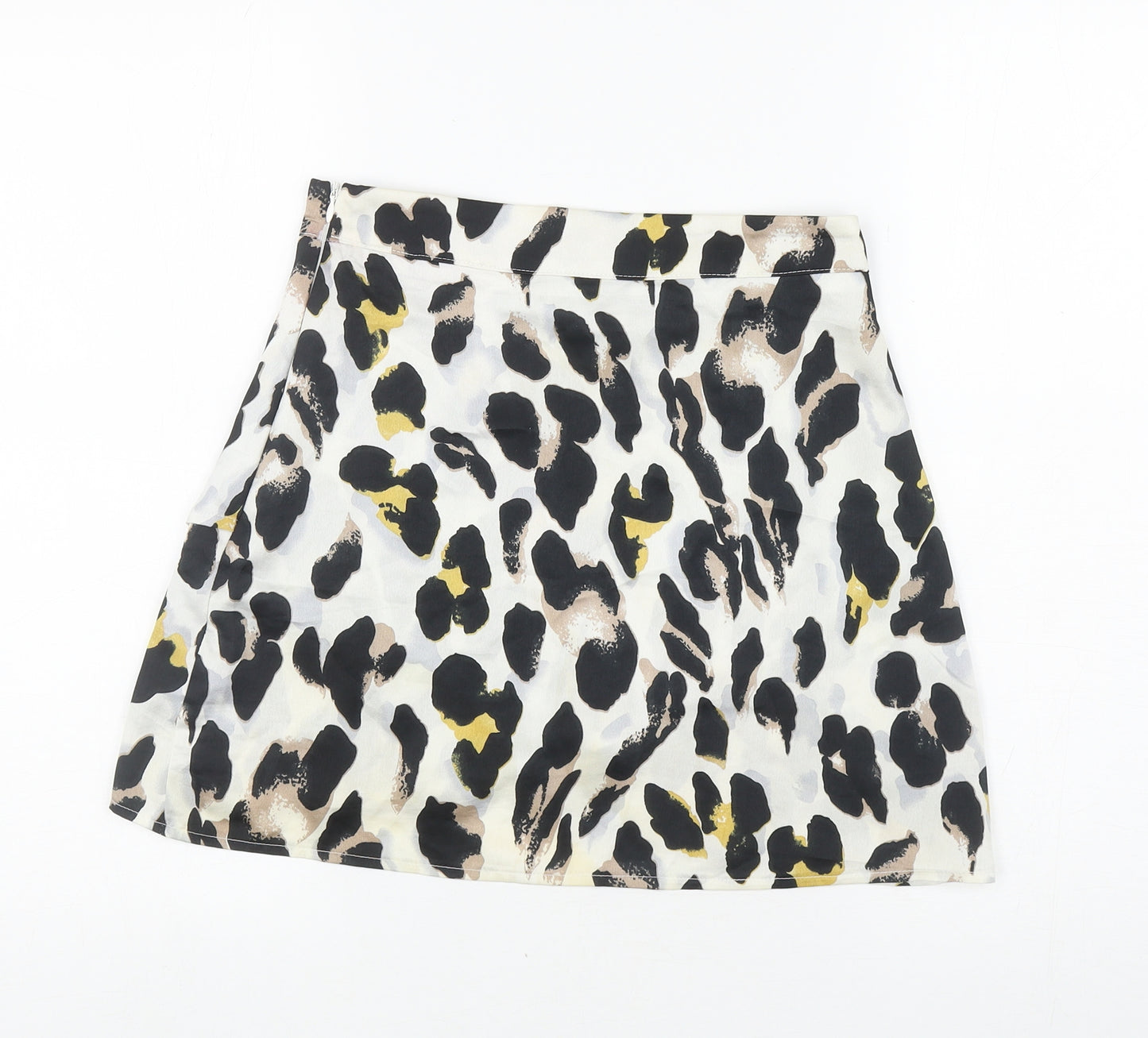 In the Style Womens Ivory Animal Print Polyester Wrap Skirt Size 8 Zip