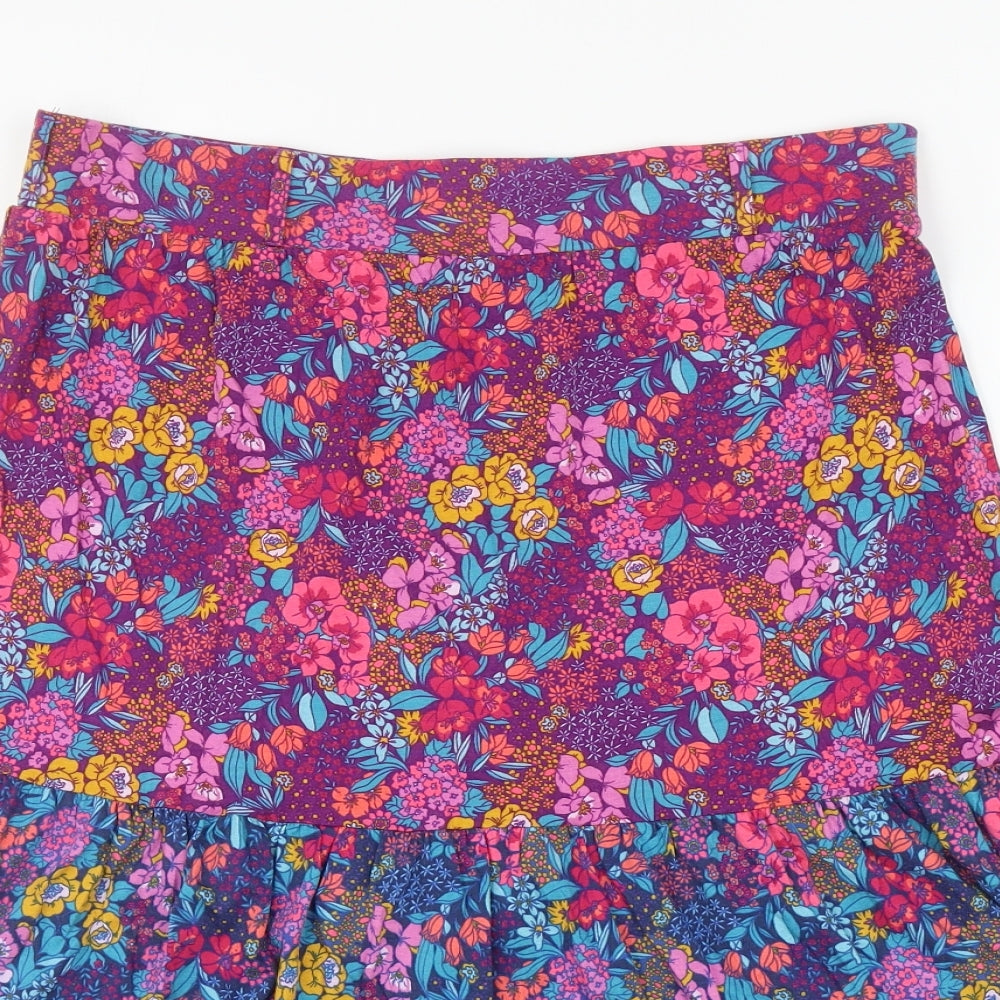 TU Womens Multicoloured Floral Cotton Peasant Skirt Size 14