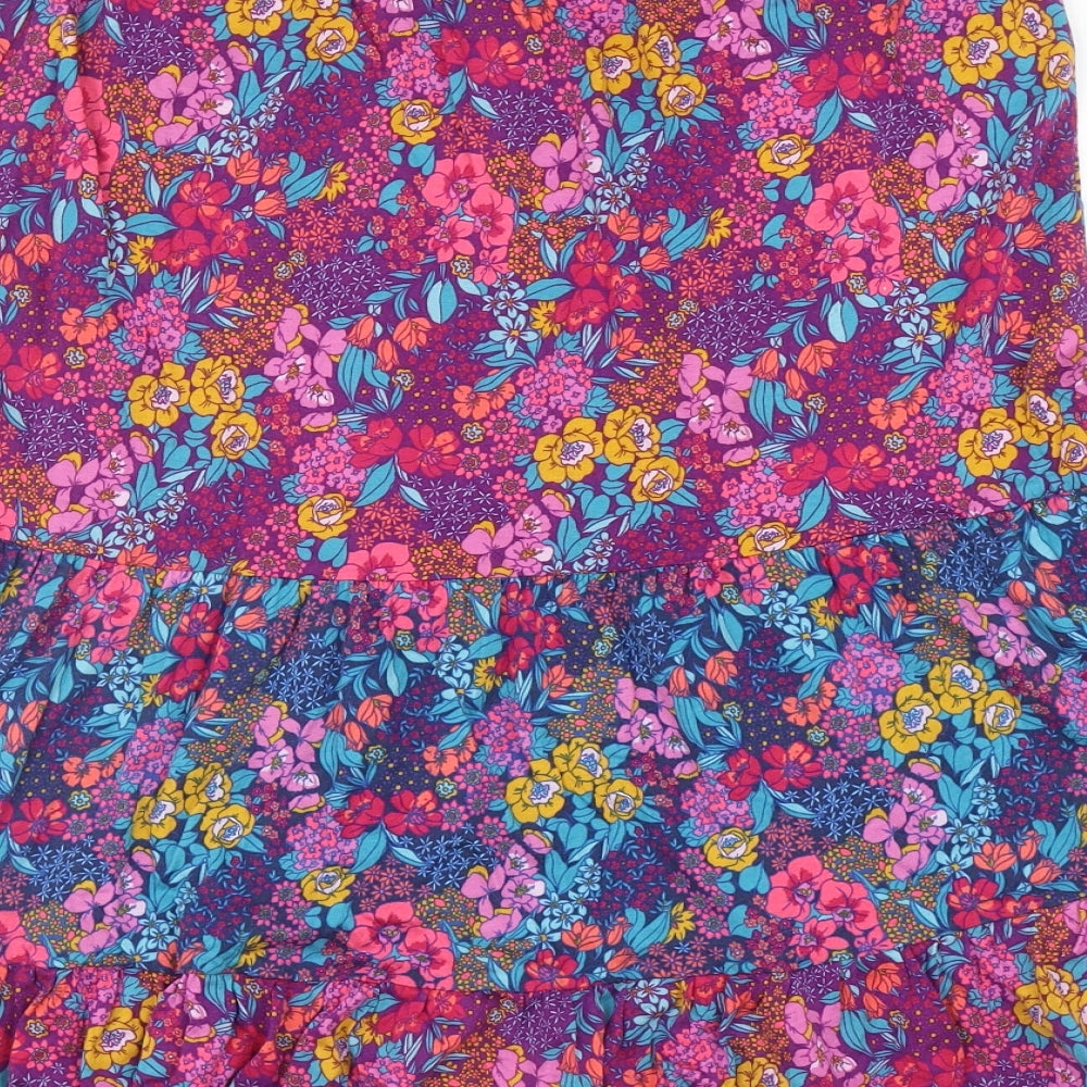TU Womens Multicoloured Floral Cotton Peasant Skirt Size 14