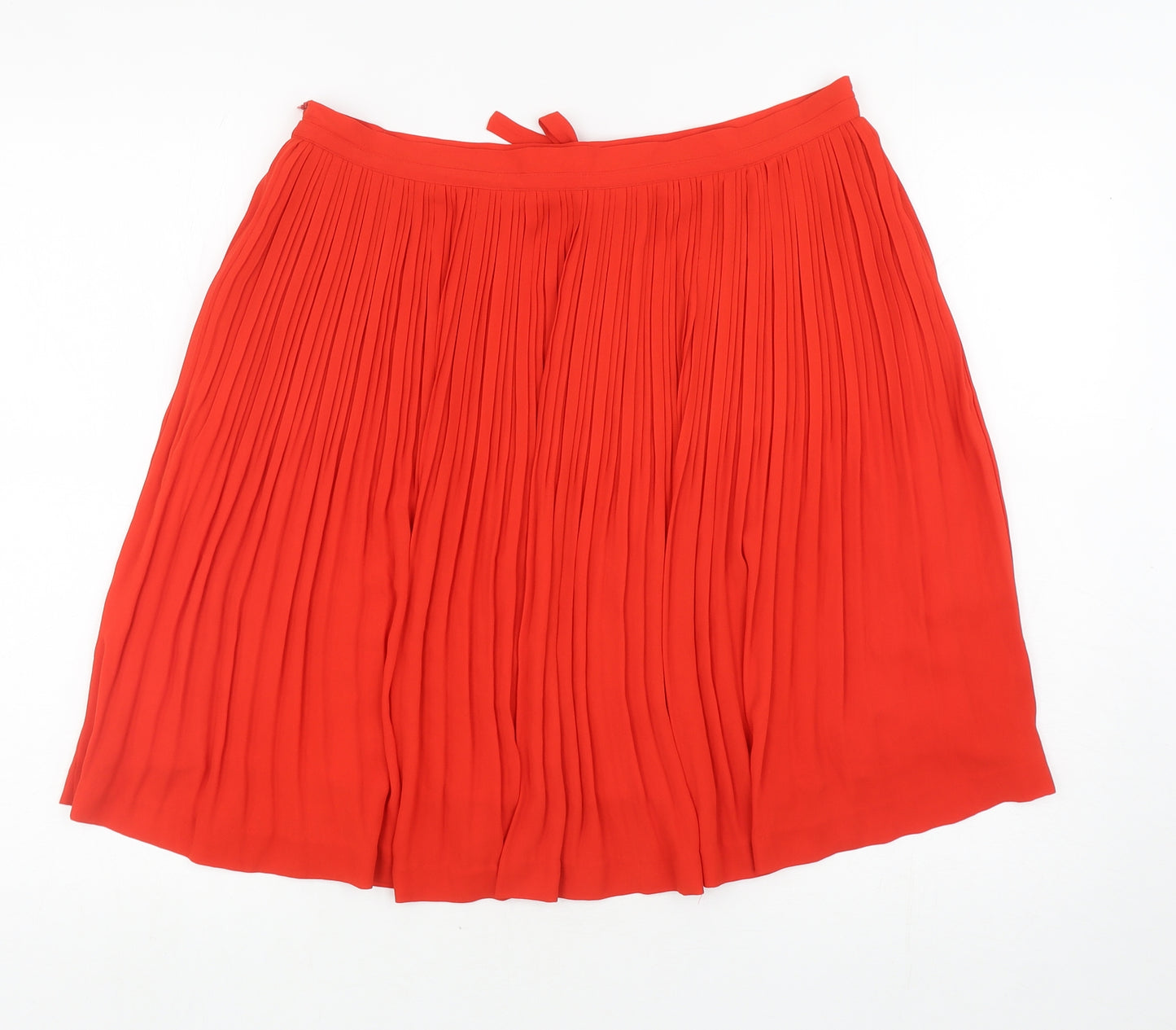 Comptoir des Cotonniers Womens Red Polyester Pleated Skirt Size 14 Zip