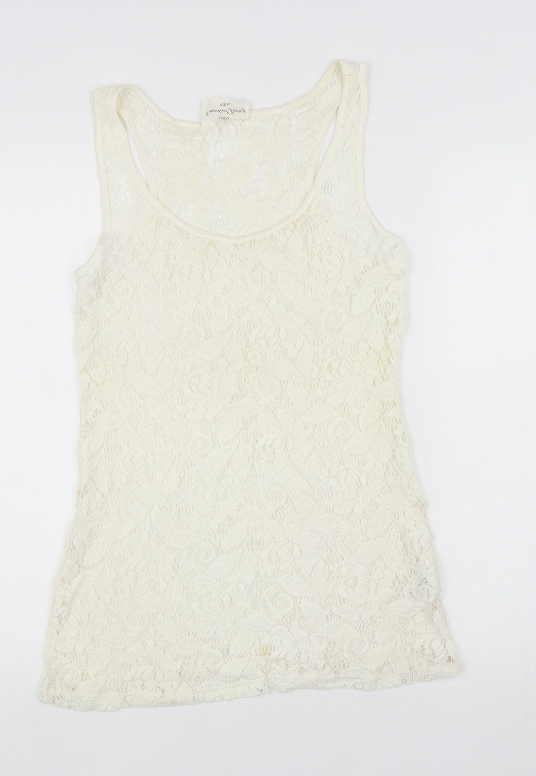 NEXT Womens Ivory Polyamide Basic Tank Size 10 Scoop Neck