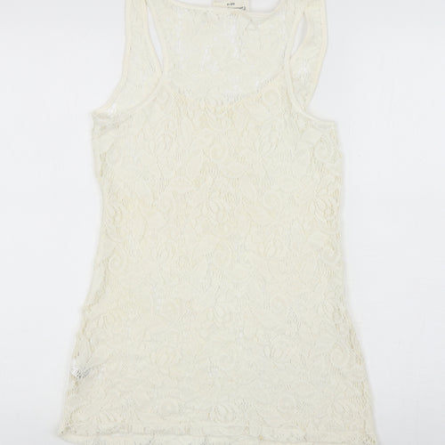 NEXT Womens Ivory Polyamide Basic Tank Size 10 Scoop Neck
