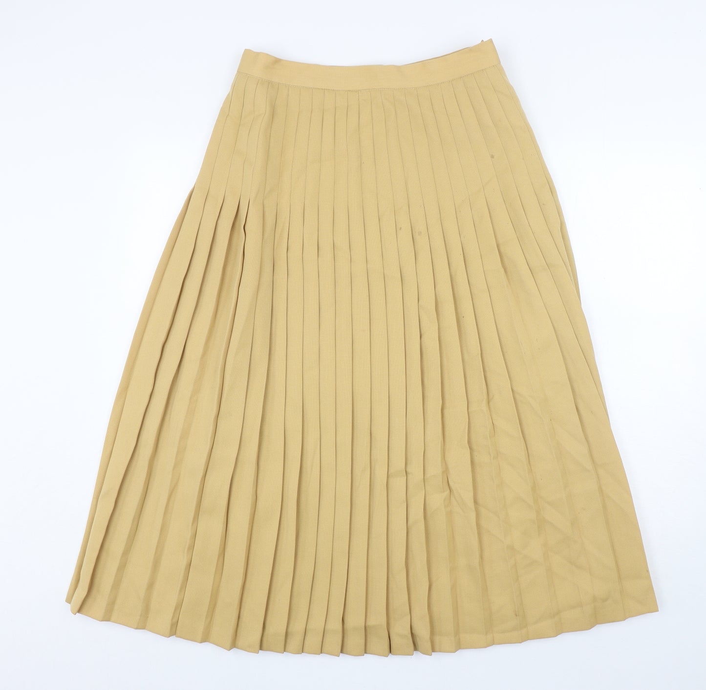 Viyella Womens Yellow Wool Pleated Skirt Size 14 Zip