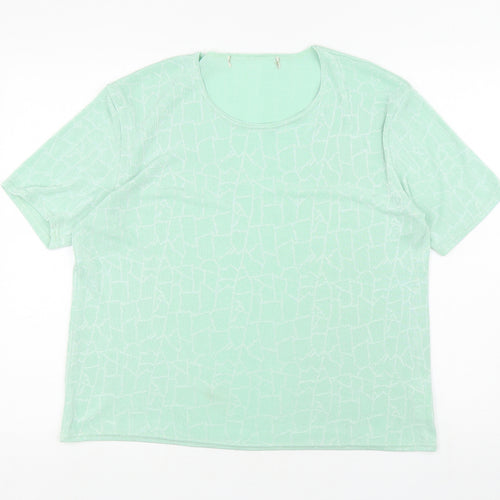 Preworn Womens Green Polyester Basic T-Shirt Size L Round Neck