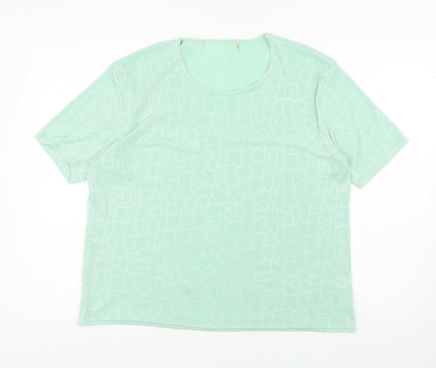 Preworn Womens Green Polyester Basic T-Shirt Size L Round Neck