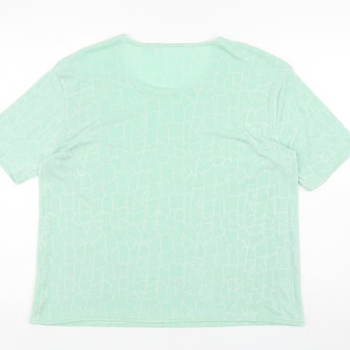 Preworn Womens Green Polyester Basic T-Shirt Size L Round Neck