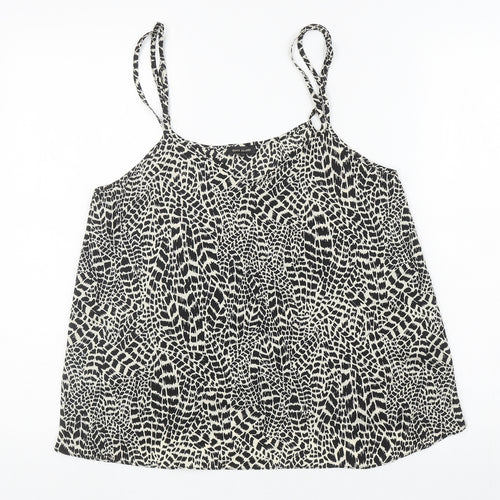 River Island Womens Ivory Geometric Polyester Camisole T-Shirt Size 10 V-Neck