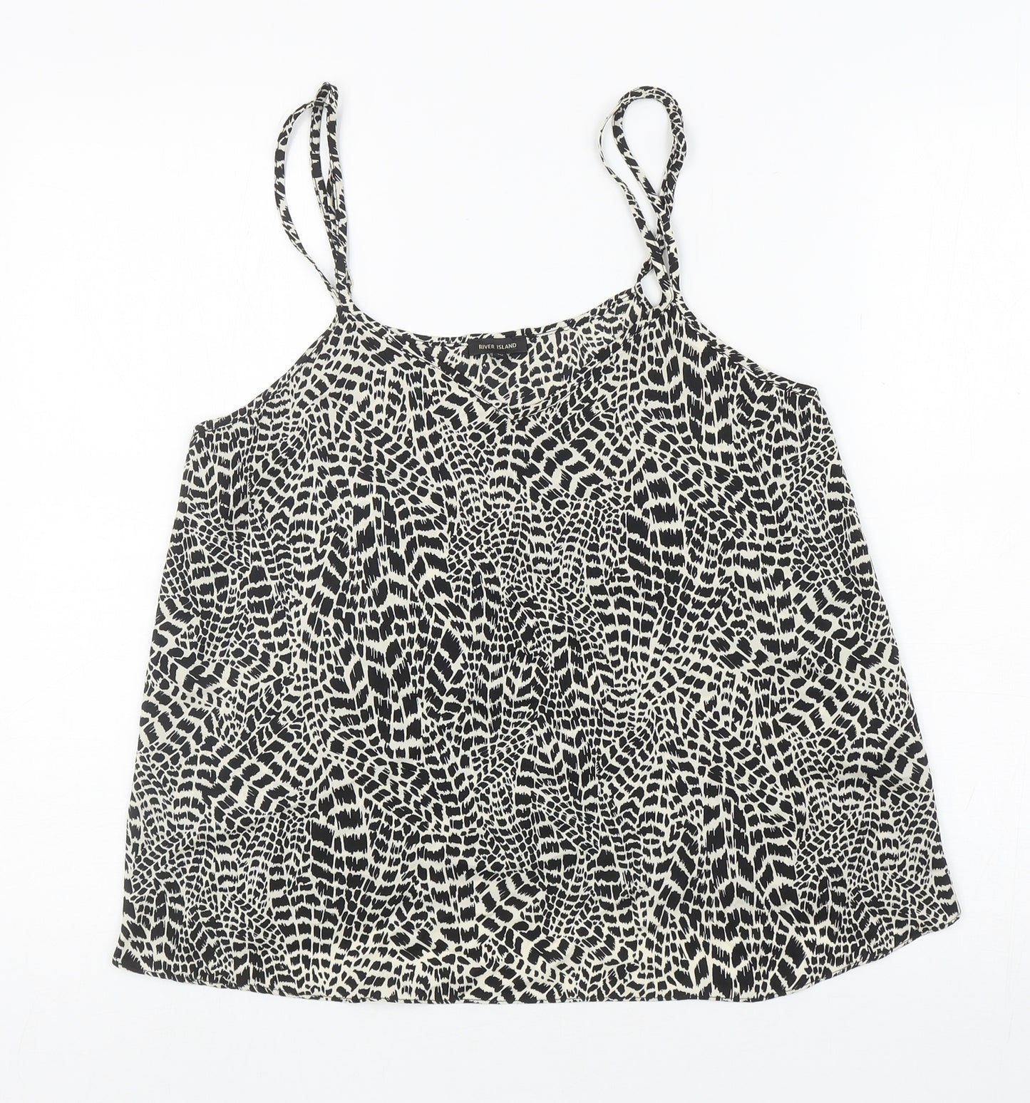 River Island Womens Ivory Geometric Polyester Camisole T-Shirt Size 10 V-Neck