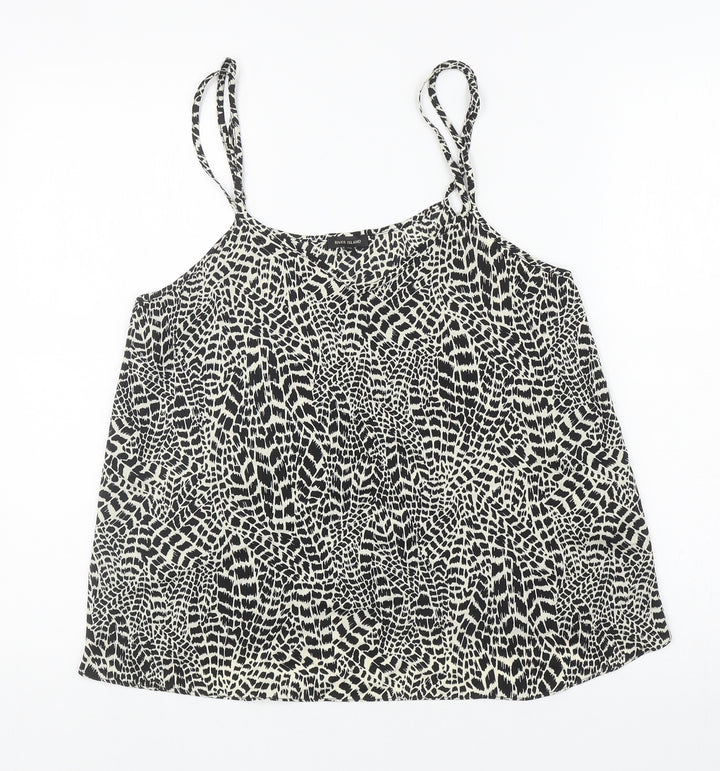 River Island Womens Ivory Geometric Polyester Camisole T-Shirt Size 10 V-Neck
