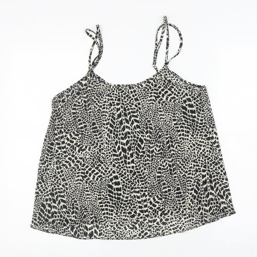 River Island Womens Ivory Geometric Polyester Camisole T-Shirt Size 10 V-Neck