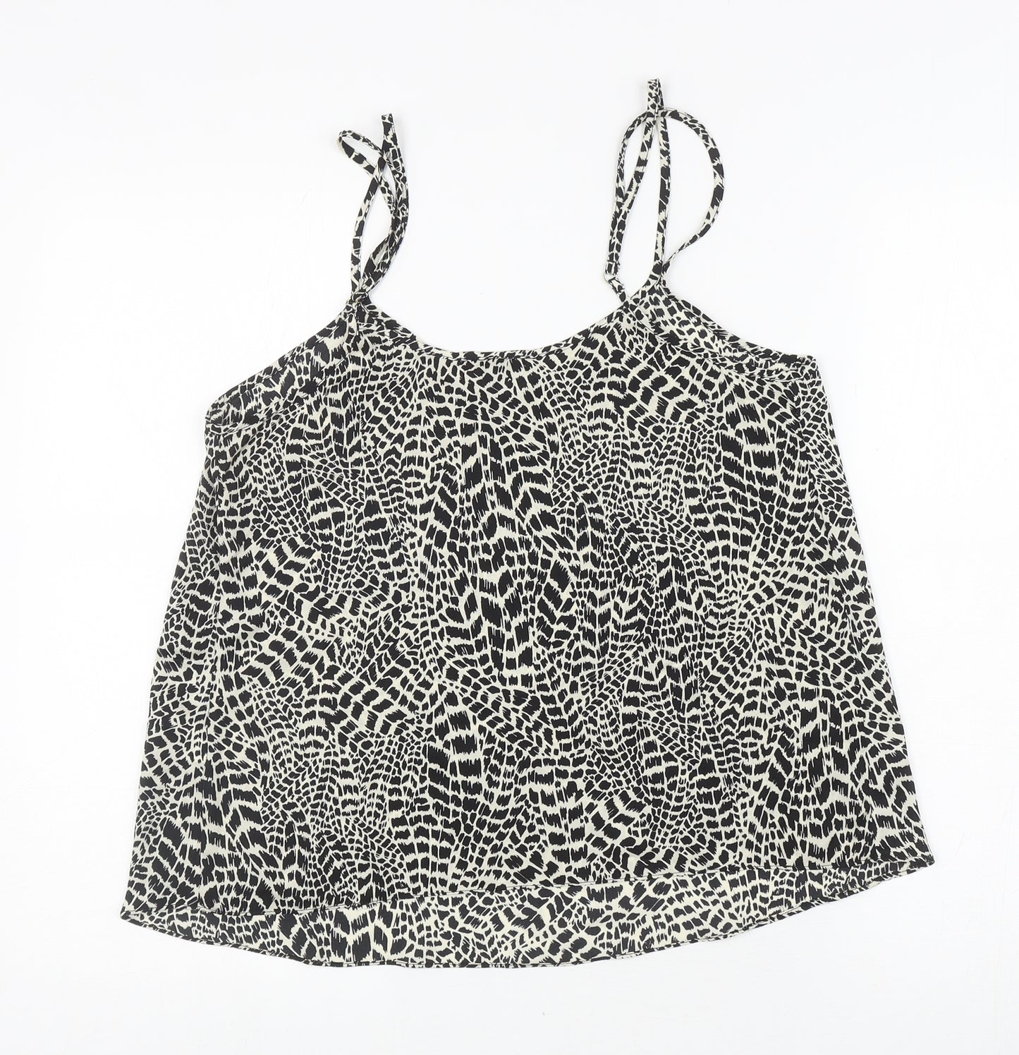 River Island Womens Ivory Geometric Polyester Camisole T-Shirt Size 10 V-Neck