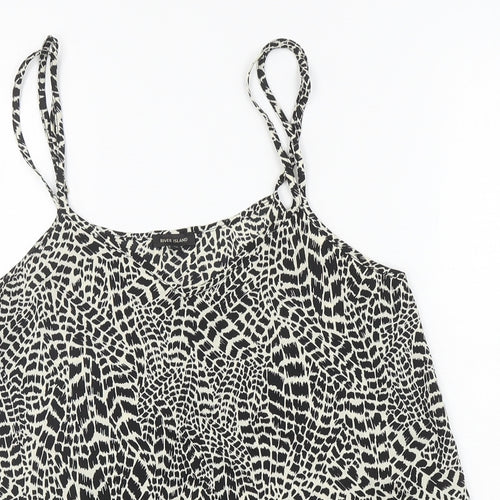 River Island Womens Ivory Geometric Polyester Camisole T-Shirt Size 10 V-Neck