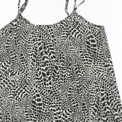River Island Womens Ivory Geometric Polyester Camisole T-Shirt Size 10 V-Neck