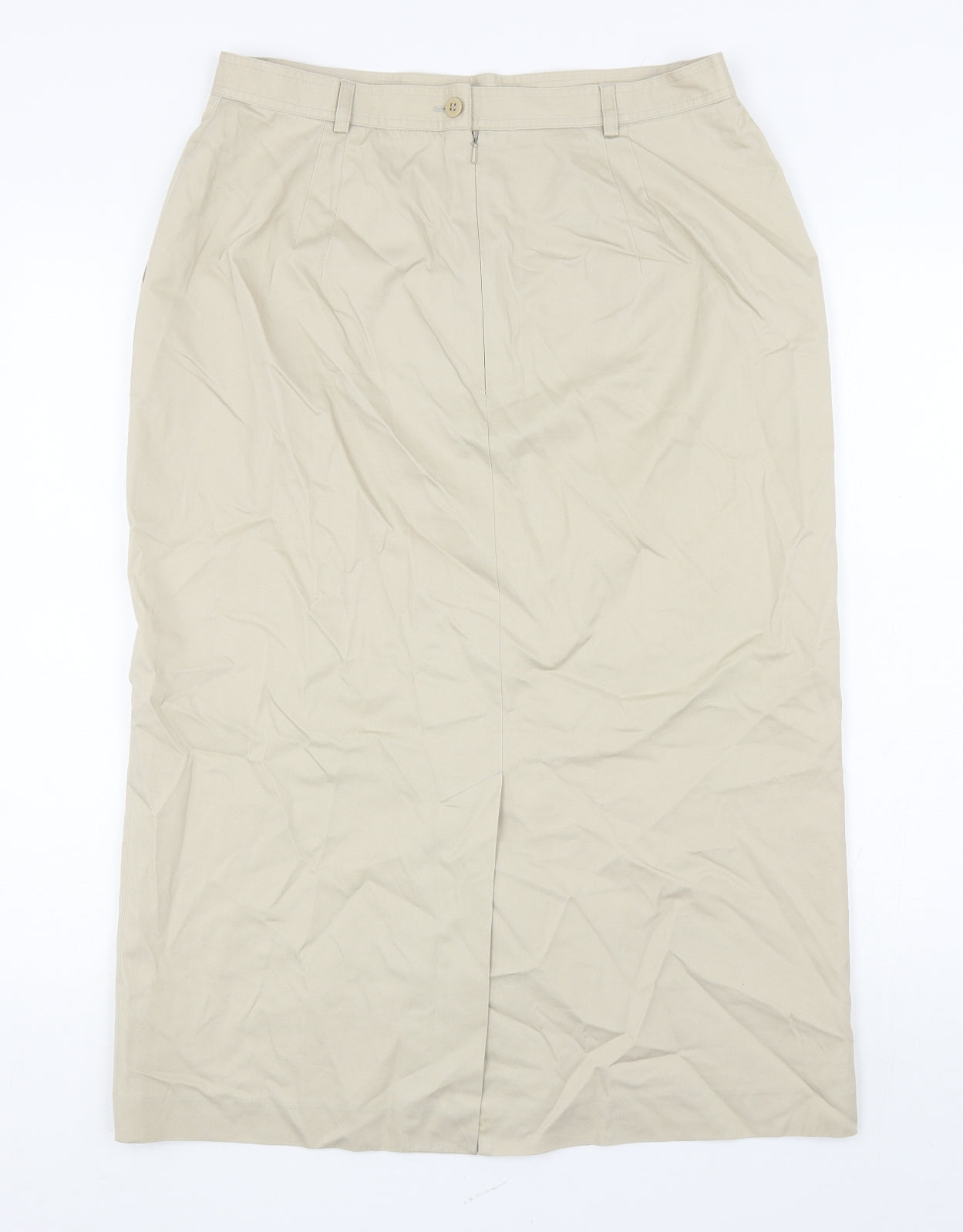 Viyella Womens Beige Cotton Straight & Pencil Skirt Size 16 Zip