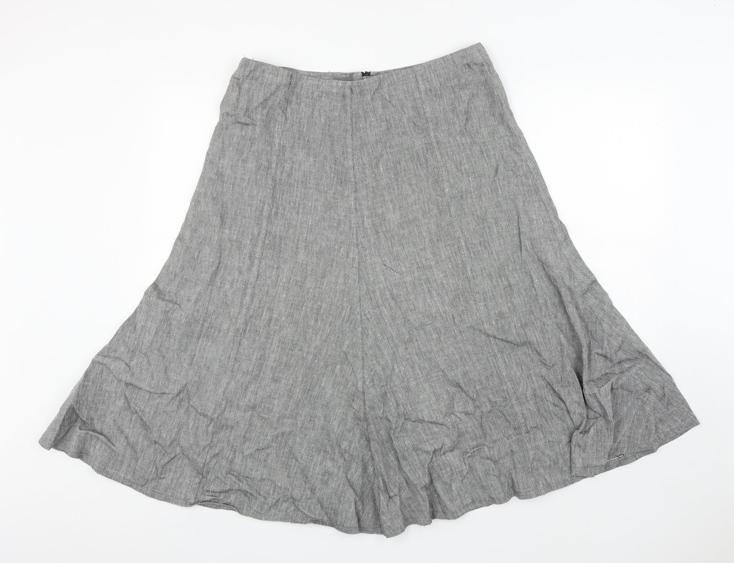 Marks and Spencer Womens Grey Linen Trumpet Skirt Size 16 Zip