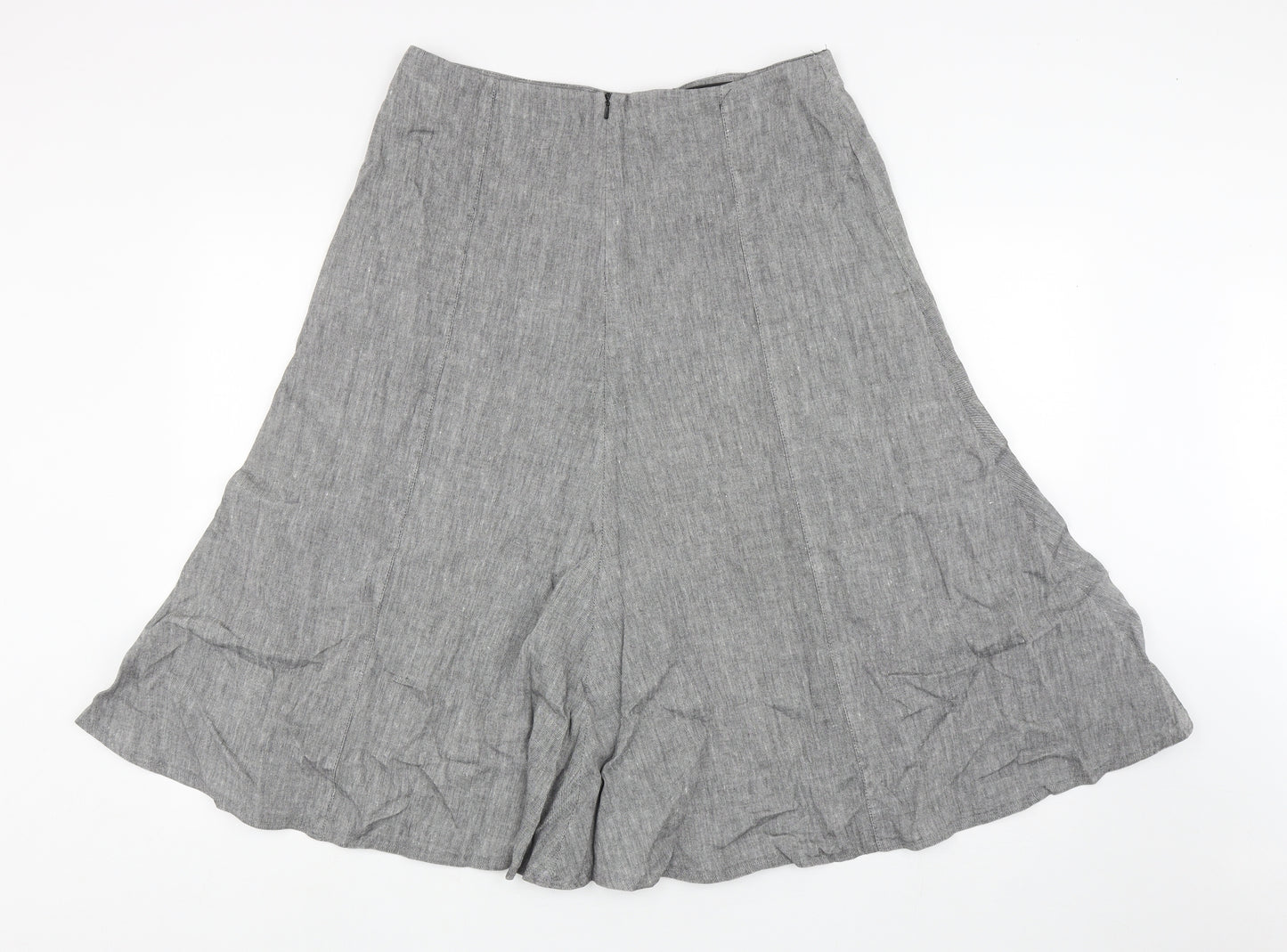 Marks and Spencer Womens Grey Linen Trumpet Skirt Size 16 Zip
